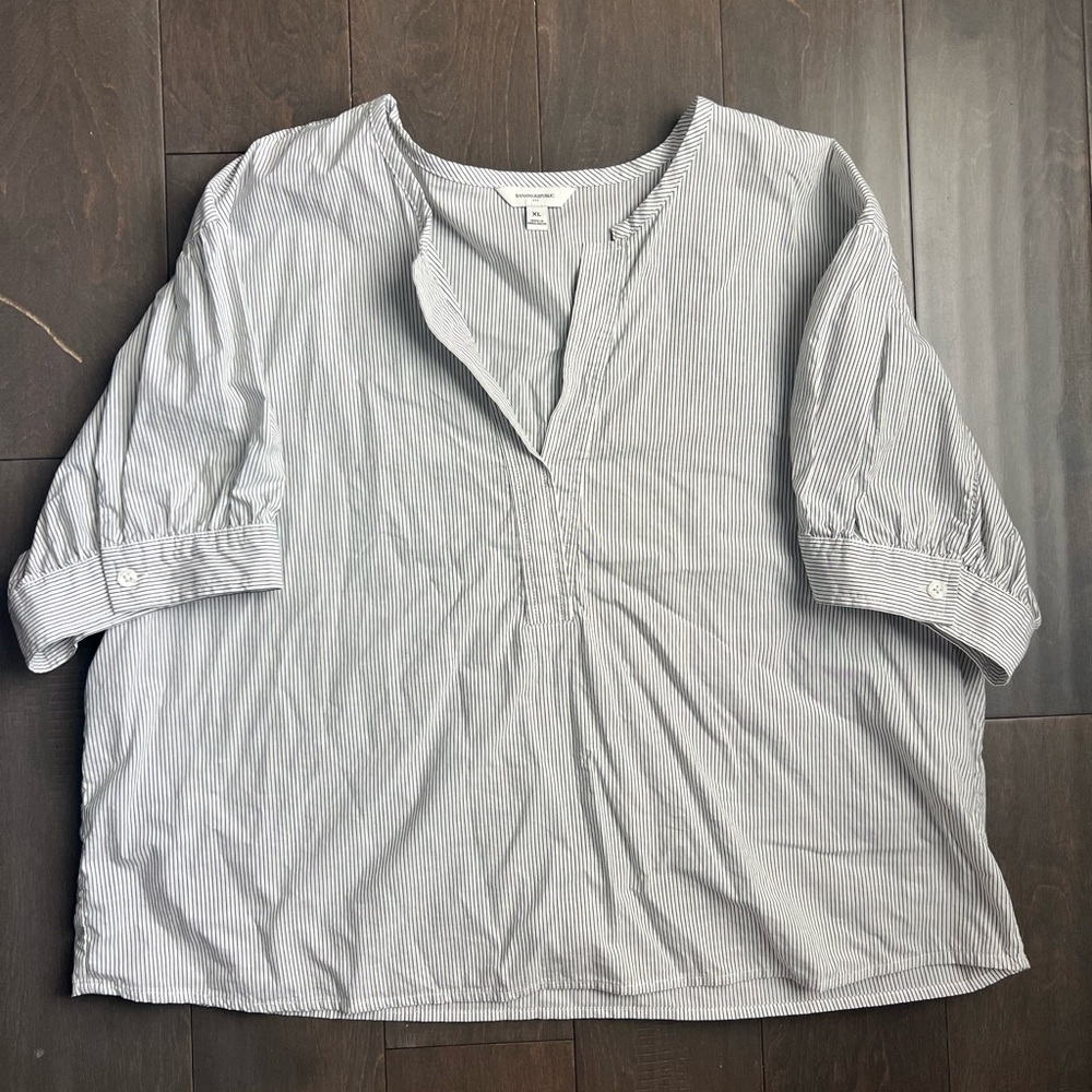 Banana Republic Factory Dark Charcoal and White Striped Shirt